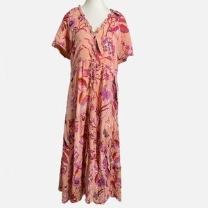 Banjanan Maisie Dress in Jubilee Apricot Blush Button Front Maxi